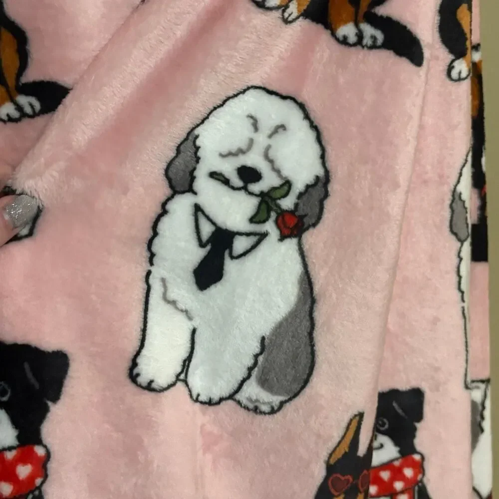 Valentines Day Dog Blanket Doberman Sheepdog Bernard Border Collie Shephard NWT